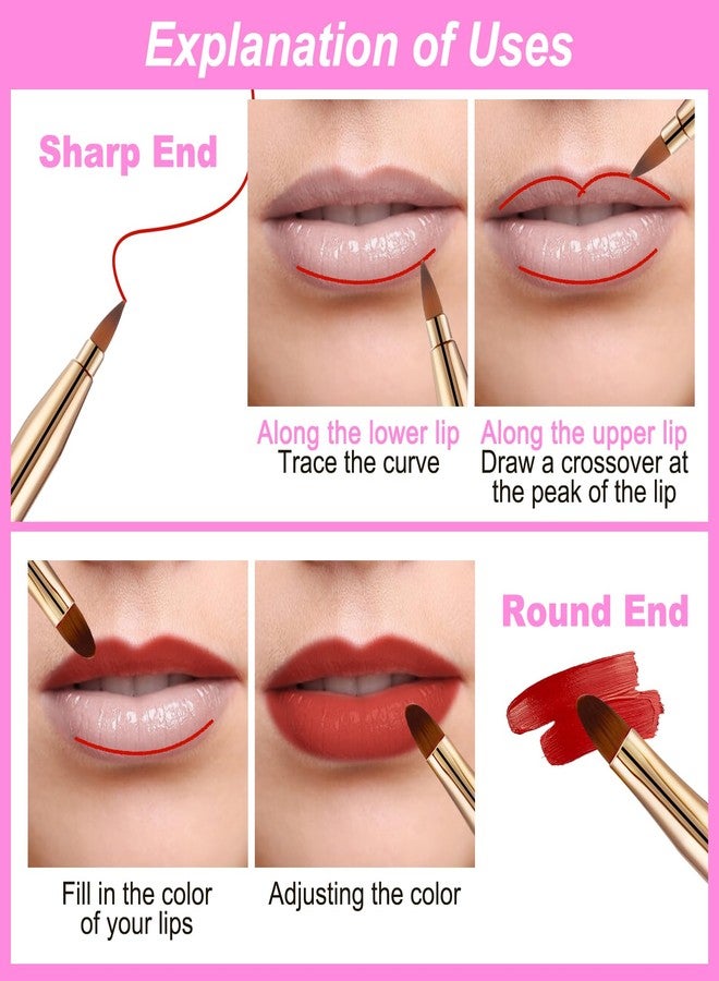 Larrel 2 Pcs Lip Brush for Lipstick, Double Ended Retractable Lipstick Brush with Cap Reusable Versatile Lip Applicator Wands for Lips Gloss, Eyeshadow Include Lid (Gold and Pink) - Image 5